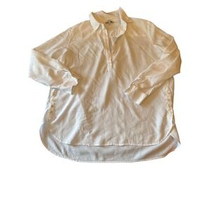 Calligraphe Womens White Button-Down Shirt XL‎ Linen Blend